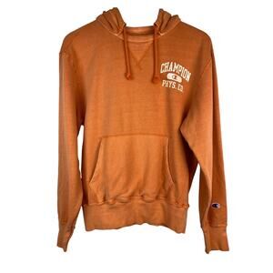 Champion Size S Faded Orange Long Sleeve Cotton Blend Pullover Hoodie Sweatshirt